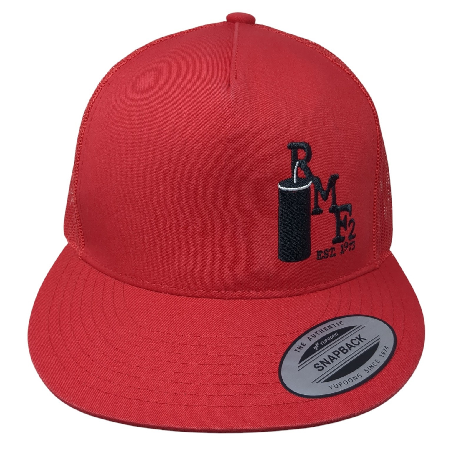 Rmf2 Est 1973 Snapback Trucker Hat Red One Size Mesh Back Yupoong